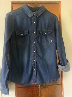Classic Dark Denim Button-Up Shirt
